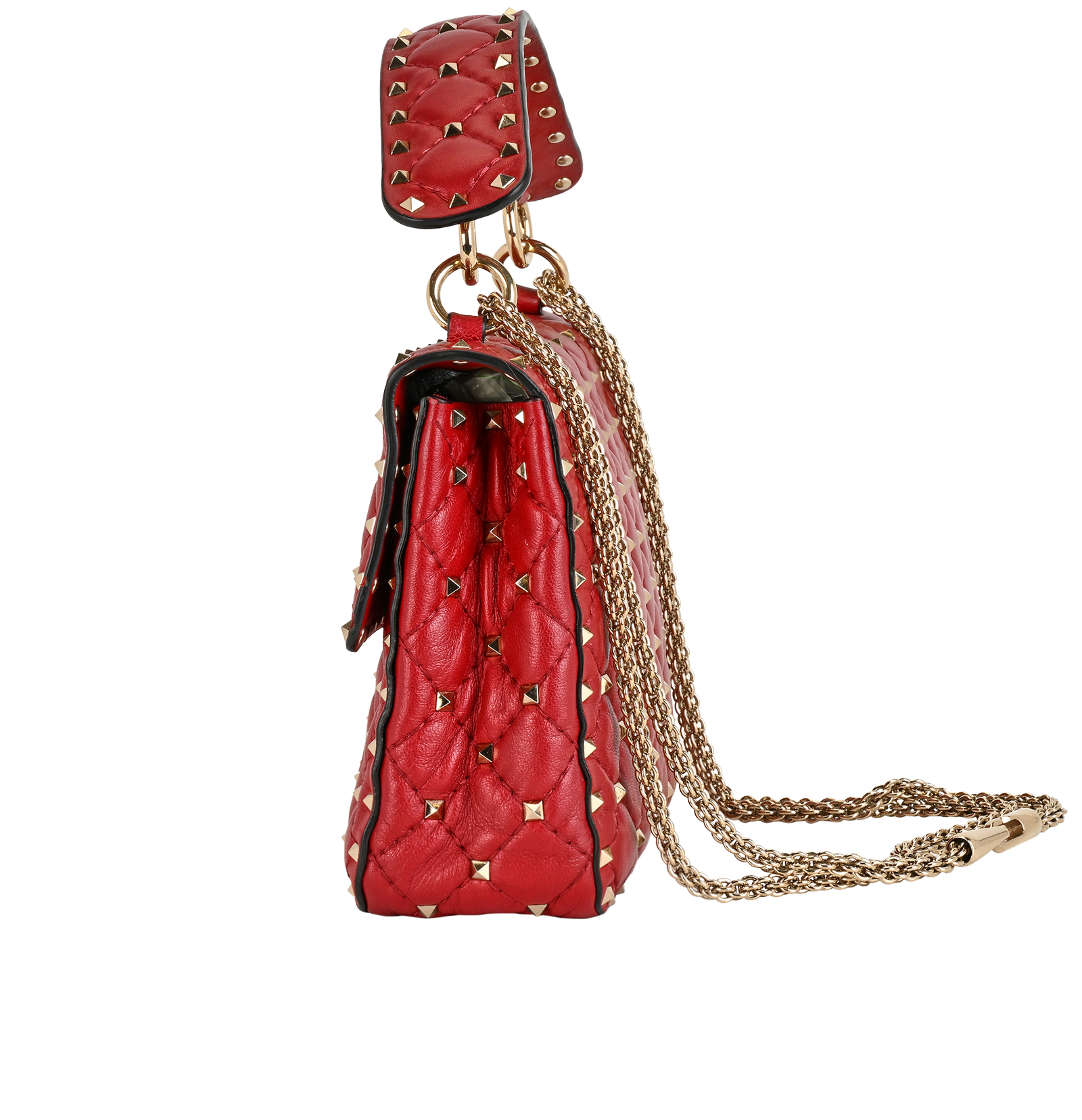 Small Rockstud Spike, &pound;850, Handbags, Red, Leather, Bottom view